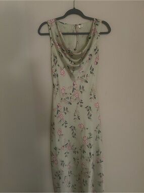 Autres Filles Pale Green Floral Cowl Neck Dress
